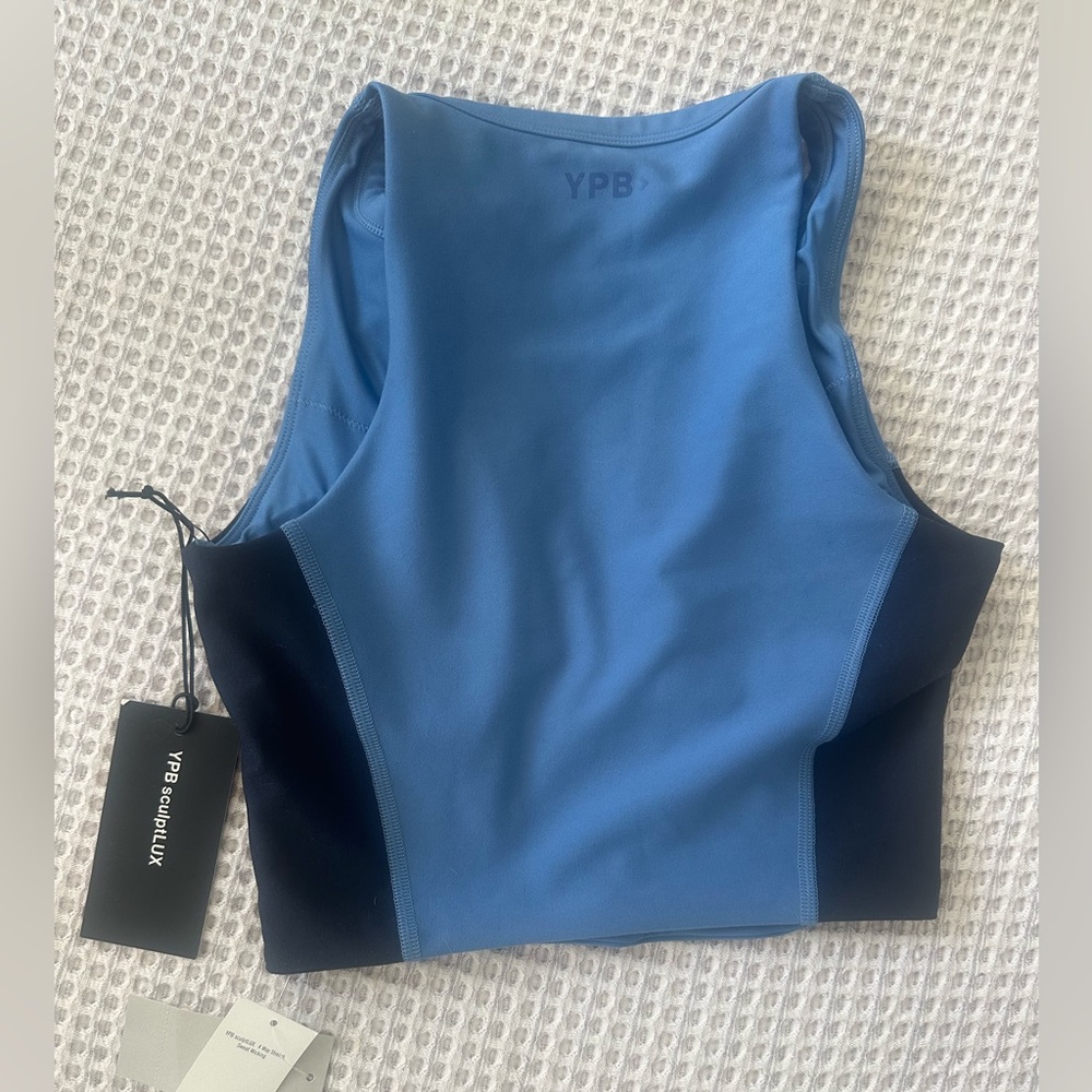 Abercrombie & Fitch YPB Blue Sleeveless Crop Workout Top - Picture 2 of 2